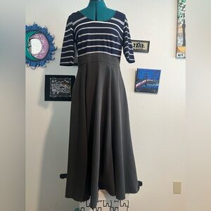 eShakti Navy and White Striped Dress